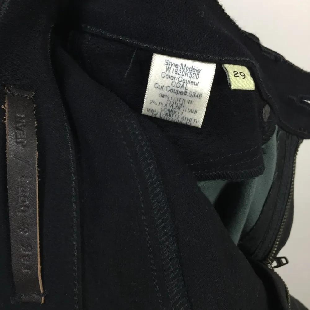 Rag & Bone Hyde Genuine Leather Panel Jeans Size 29 Coal - Image 3