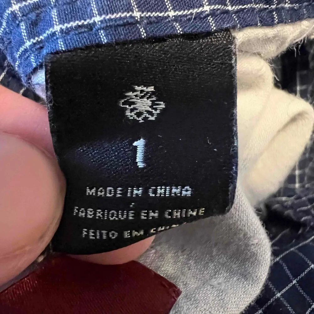 Maison Scotch Blue Long Sleeve Checked Pattern Dress Shirt Women Size 4 - Image 7