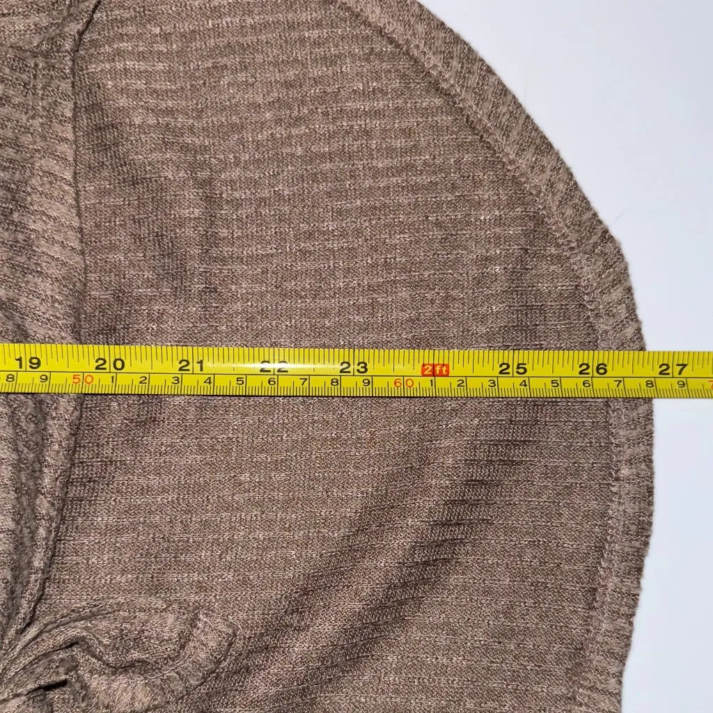 Liberty Love Brown Ribbed Knit Button Down Tie Front Blouse Women’s Size L Top - Image 11