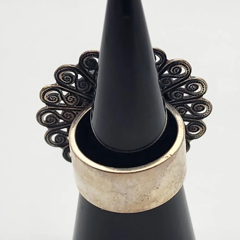 Liz Palacios bronze tone, silver tone, and orange crystal ring (6) Gold - Image 4