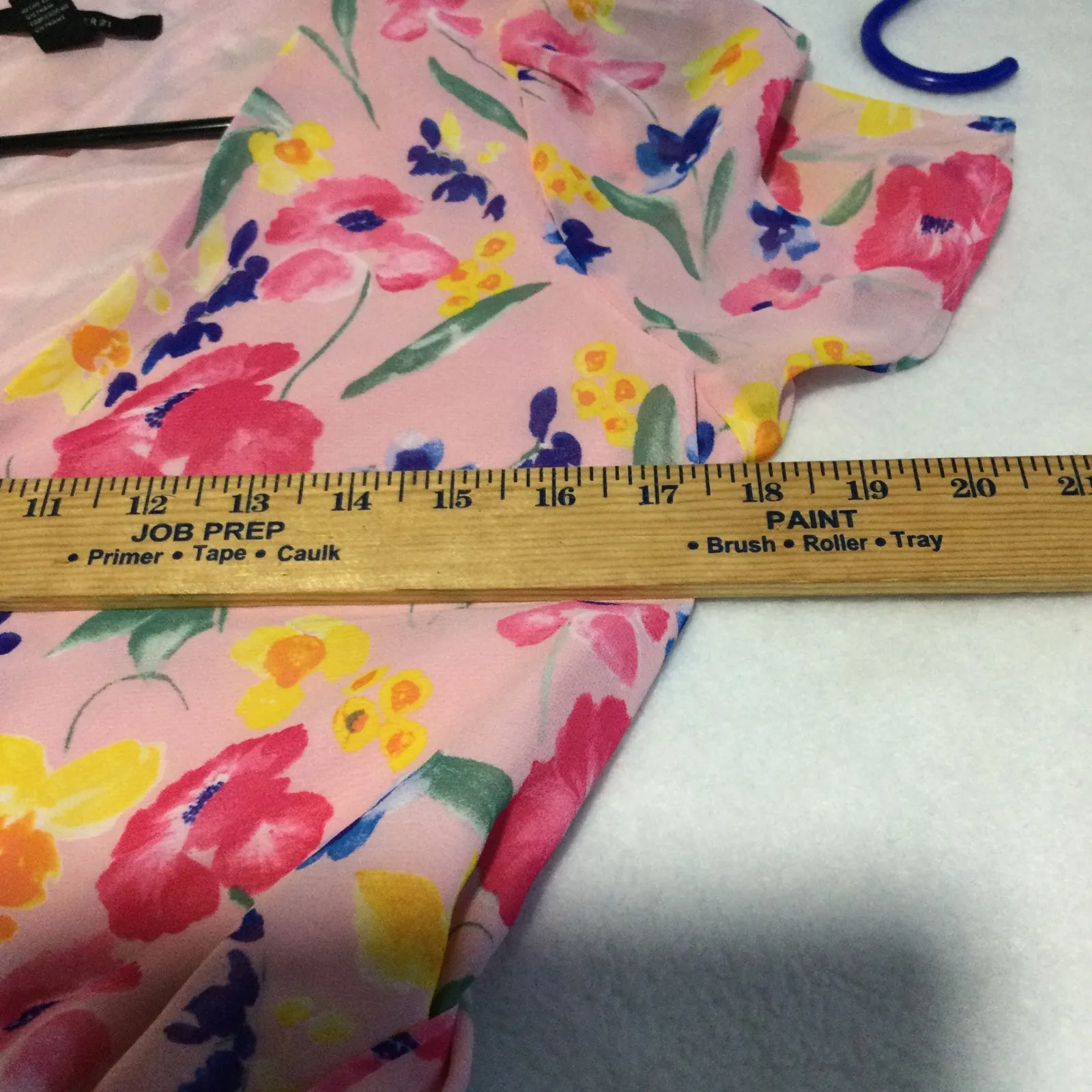 Forever 21 Floral Print Pink Wrap Blouse Tie Waist Short Sleeve Topsize‎ M - Image 4