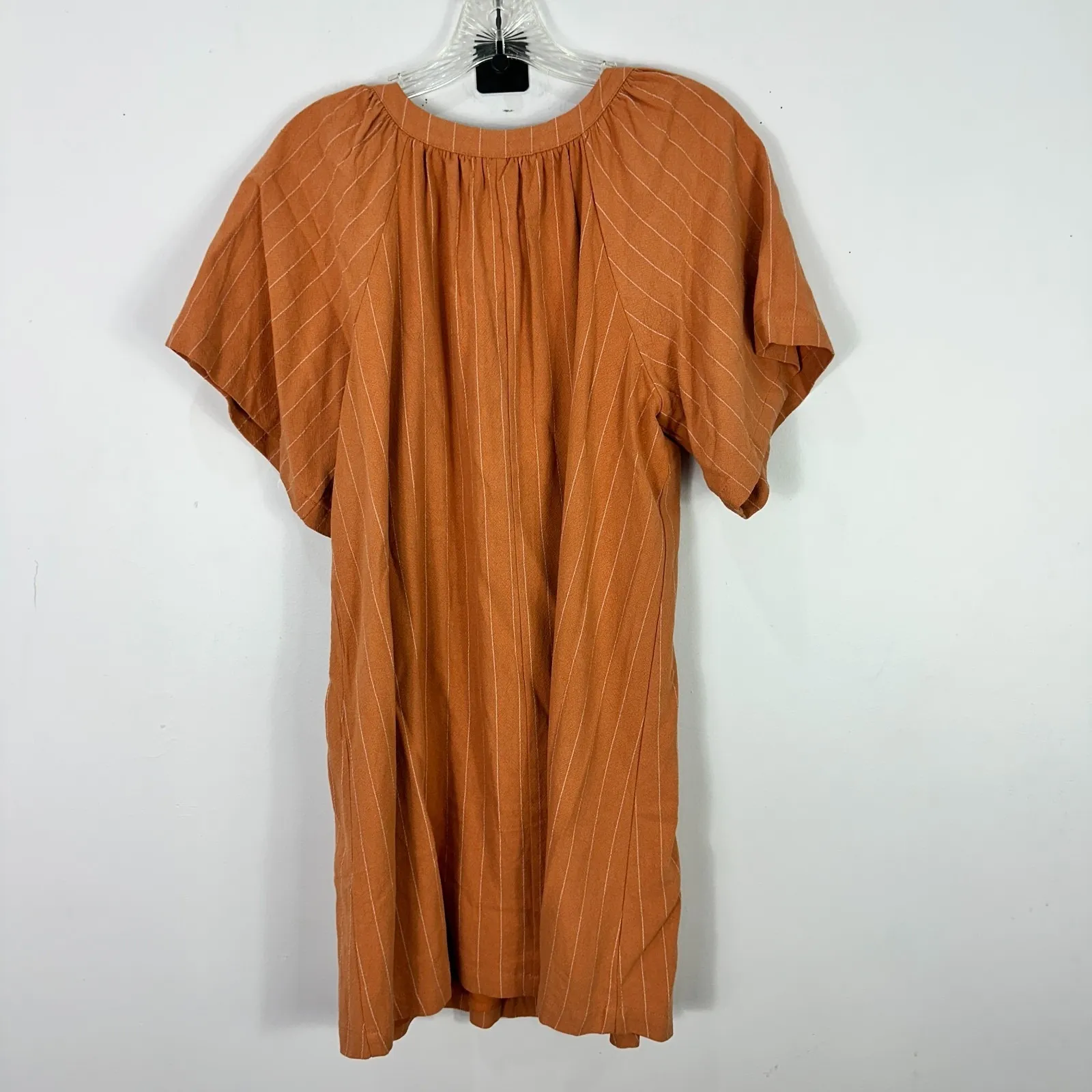 Lalavon Boho Peasant Dress Women S Rust Orange Striped Puff‎ Sleeve Cottagecore - Image 7