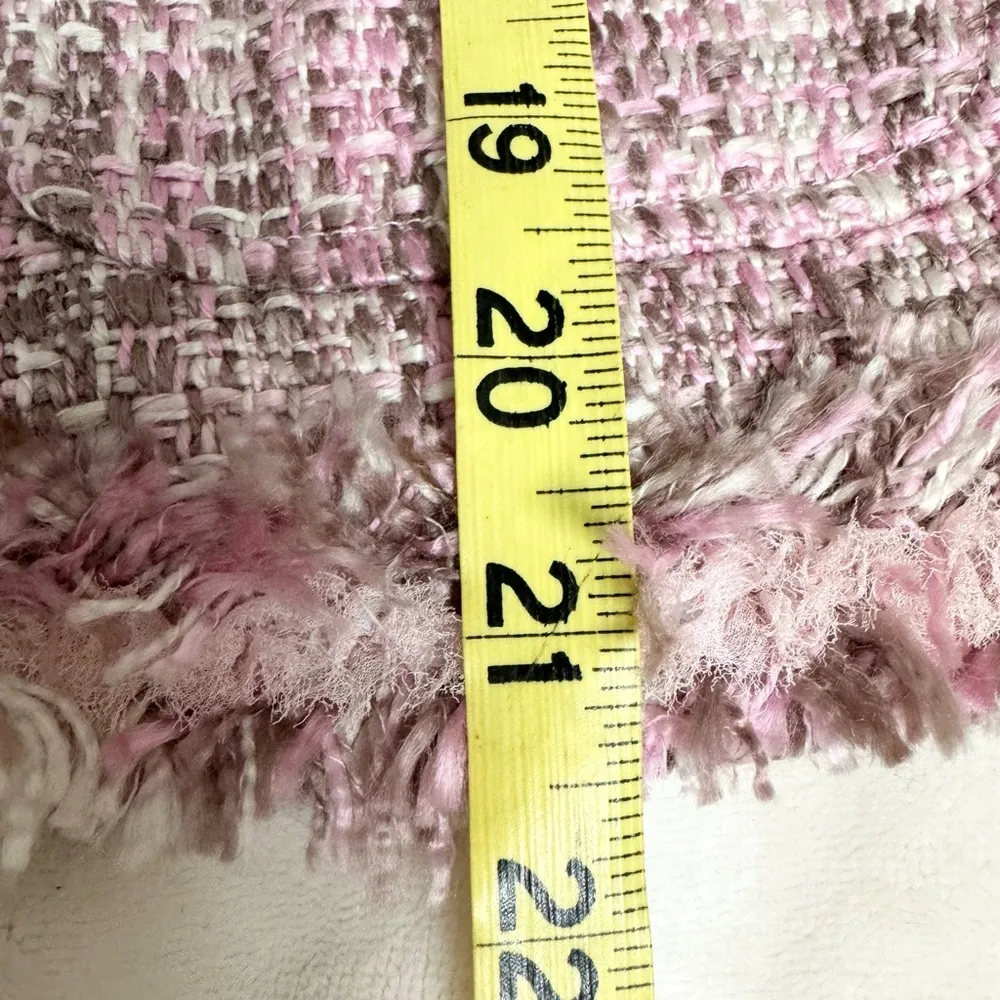 Mac & Jac Tweed Fringe Blazer Office Siren Jacket Barbiecore Pink Lace Career 6 - Image 13