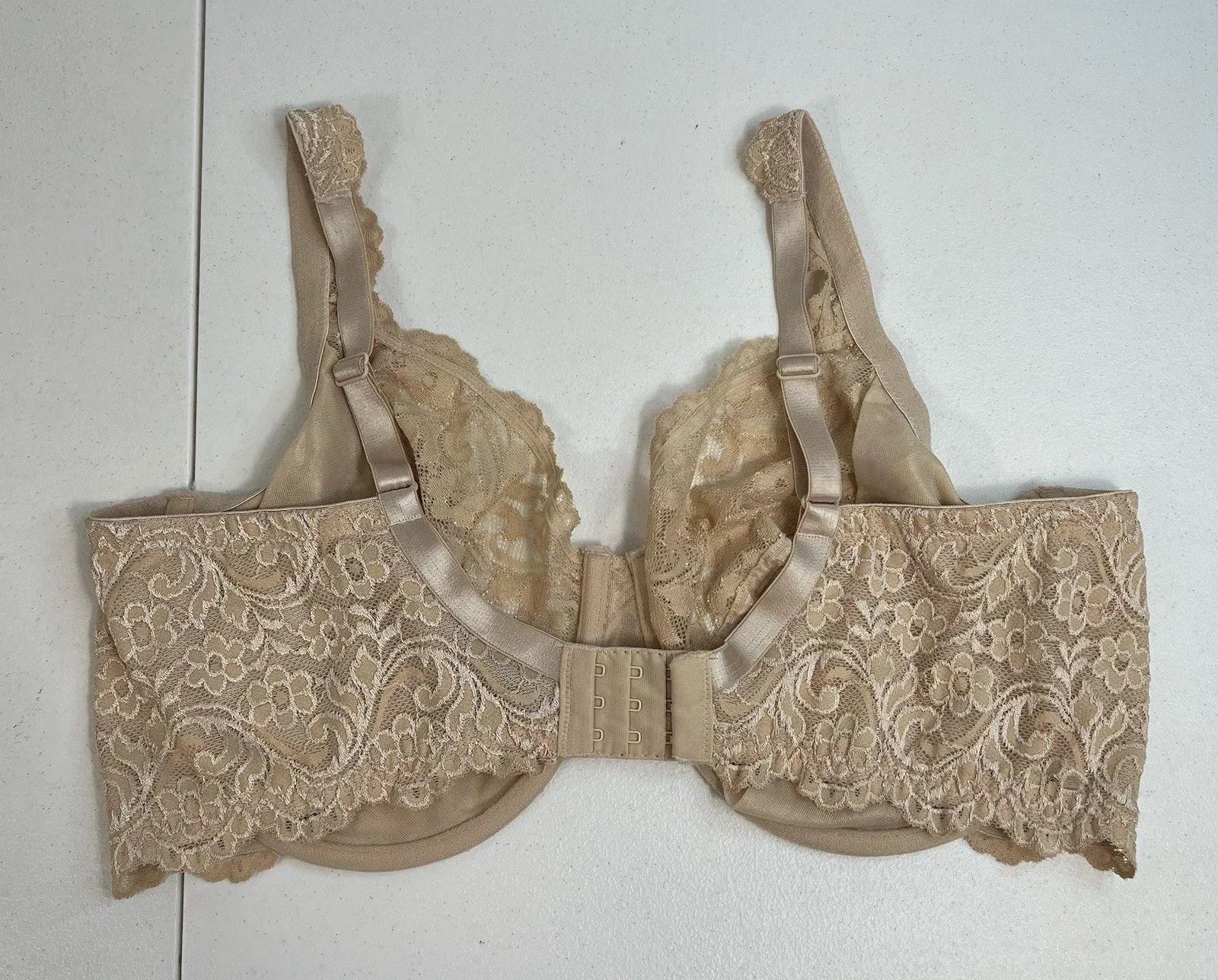 Smart And Sexy 42DD Bra Signature Lace Unlined Underwire In Buff Beige SA964 - Image 5