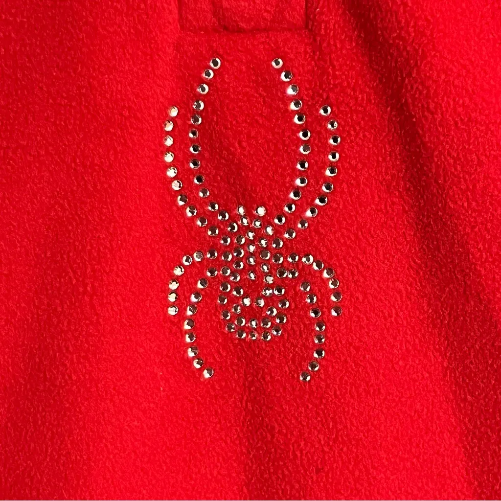 Spyder Red Fleece Quarter Zip‎ Sweatshirt Women’s Size 6 Red Rhinestone Details - Image 3
