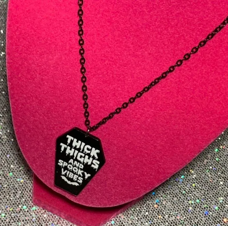 Thick Thighs and Spooky Vibes Necklace Gothic Jewelry Halloween witchy emo goth - Image 15