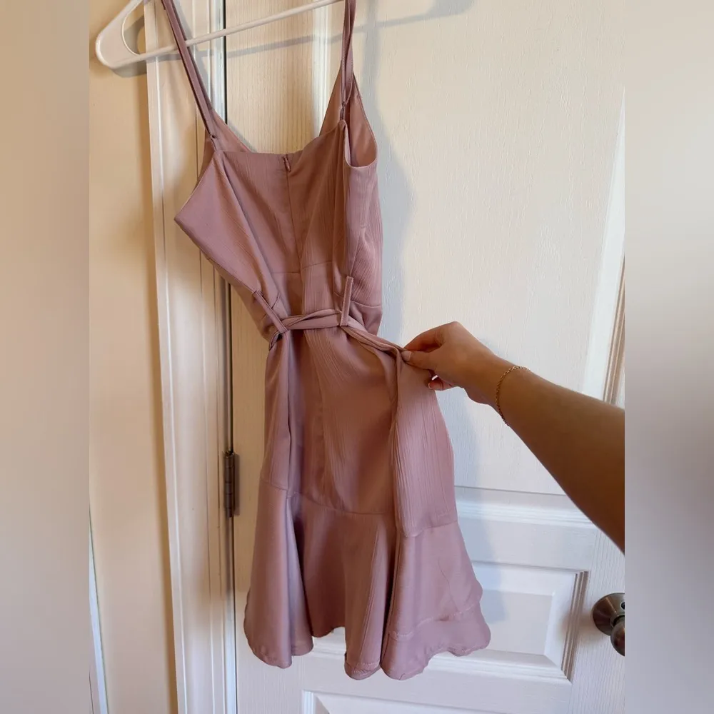 Boutique mini wrap satin dress Purple - Image 4