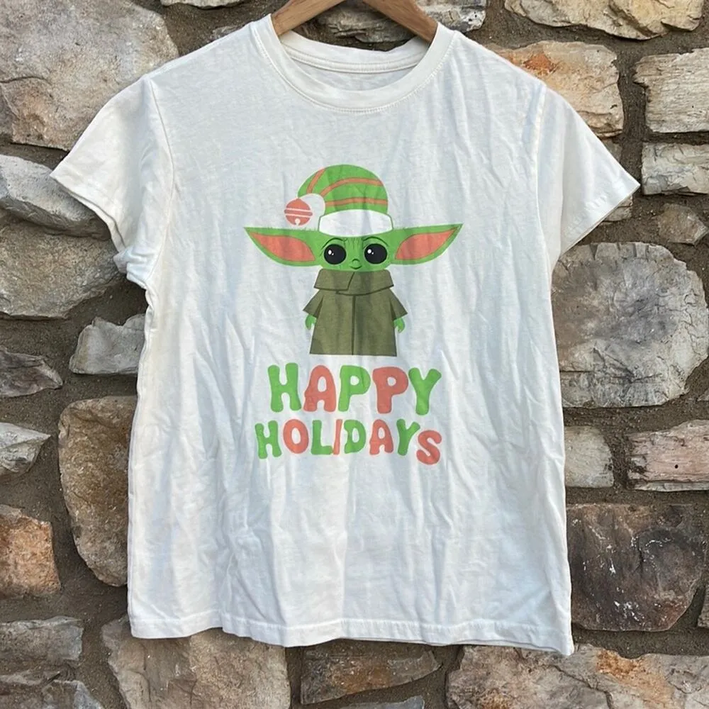 Star Wars Yoda Happy Holidays short sleeve t-shirt size small - Image 5