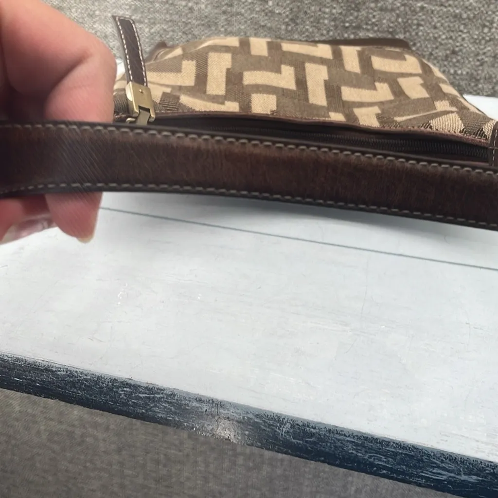 Nine West Bag Small‎ Monogrammed Vintage Pleather Brown Cute - Image 6