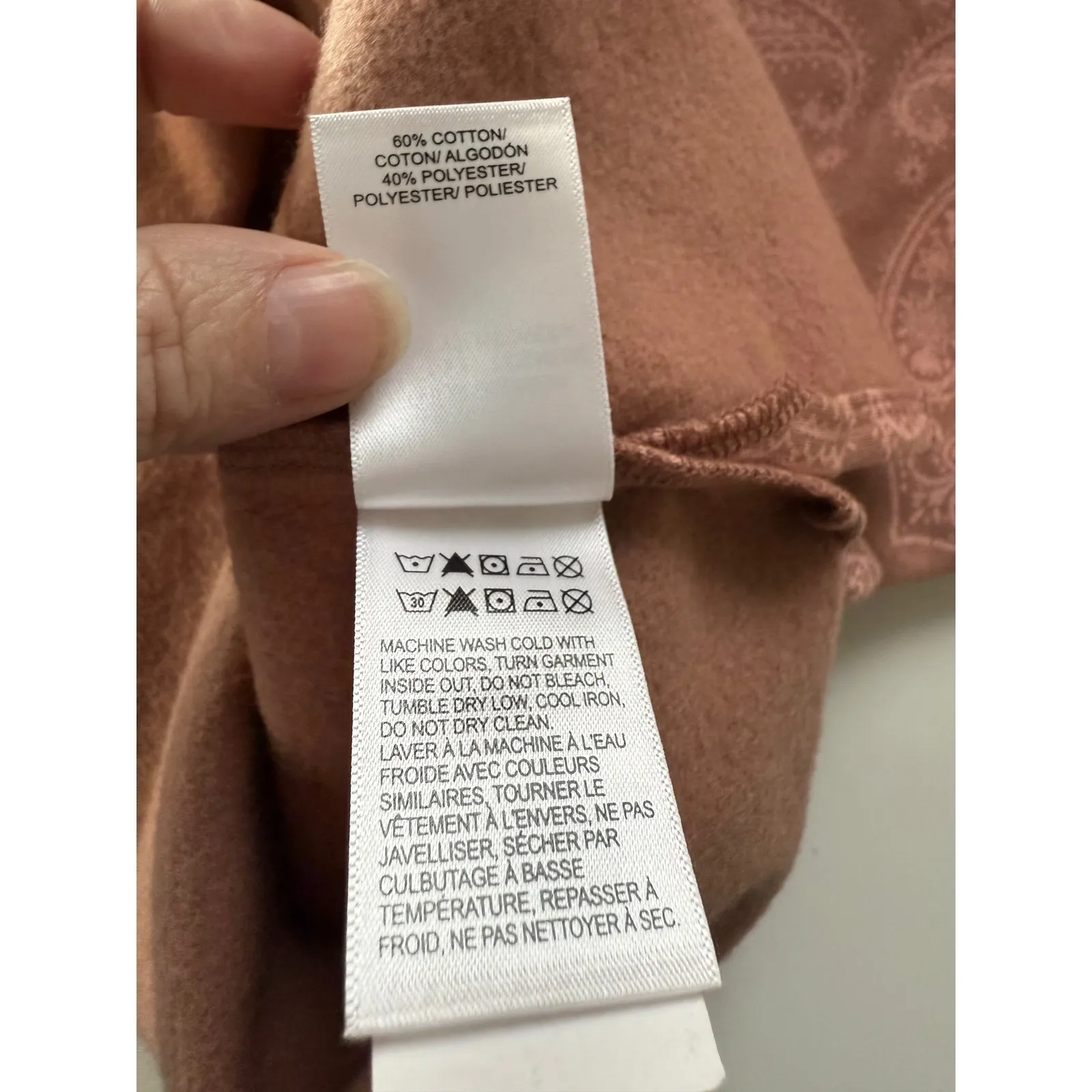 Lucky Brand Paisley Sweatshirt Brown Pink Long Sleeve Crew Neck Women's Size L - Image 8