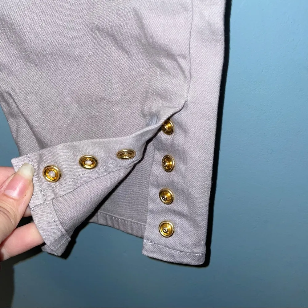 Tory Burch Gray Snap Button Hem Skinny Jeans Size 26 - Image 6