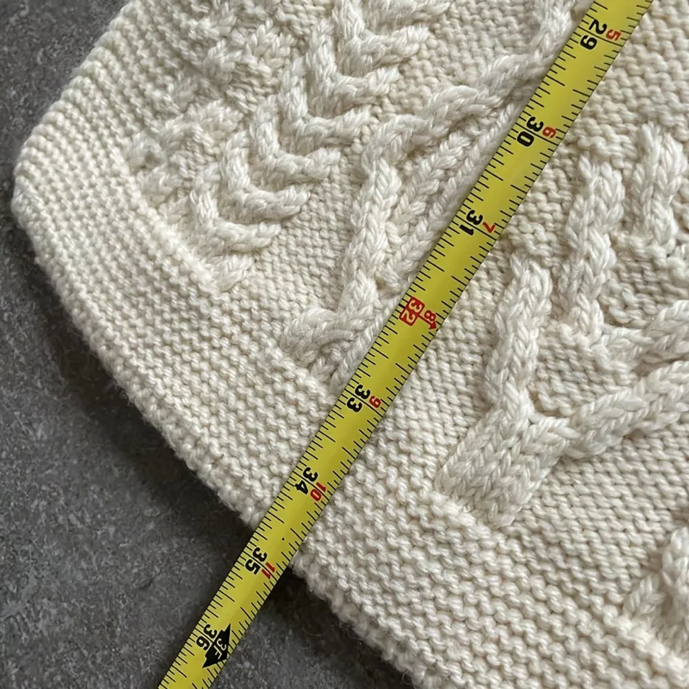 Aran Crafts Natural white merino wool long cardigan sweater cable knit medium - Image 6