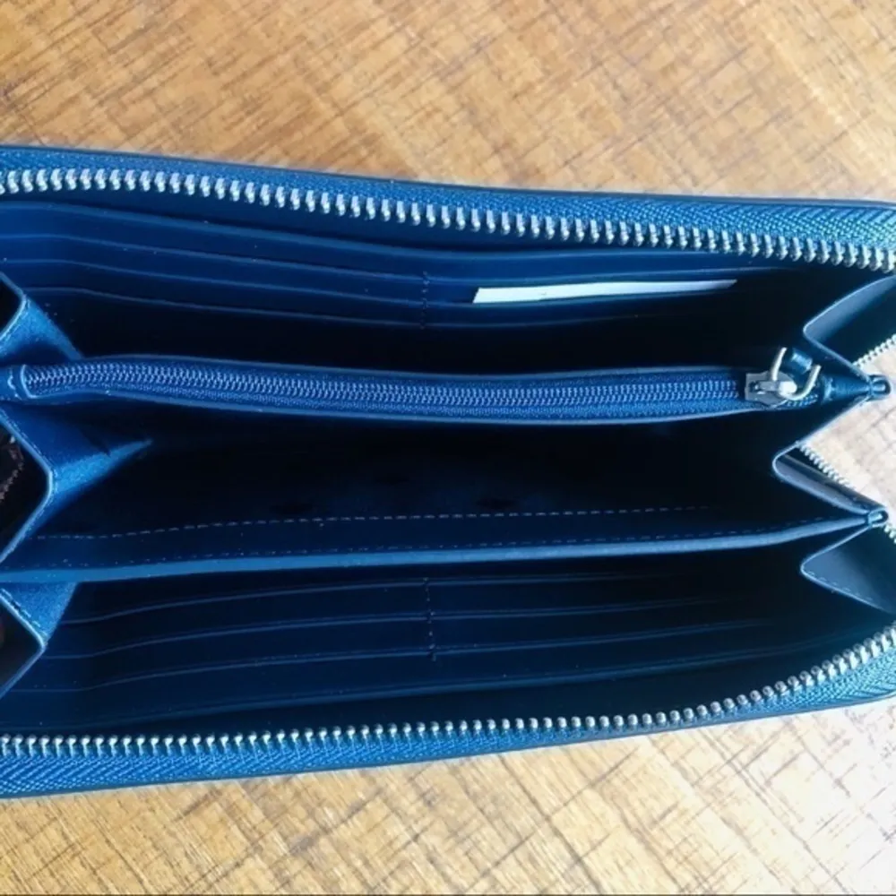 Kate Spade New York Continental Glitter Double Zip Wallet Saffiano PVC NWT - Image 3