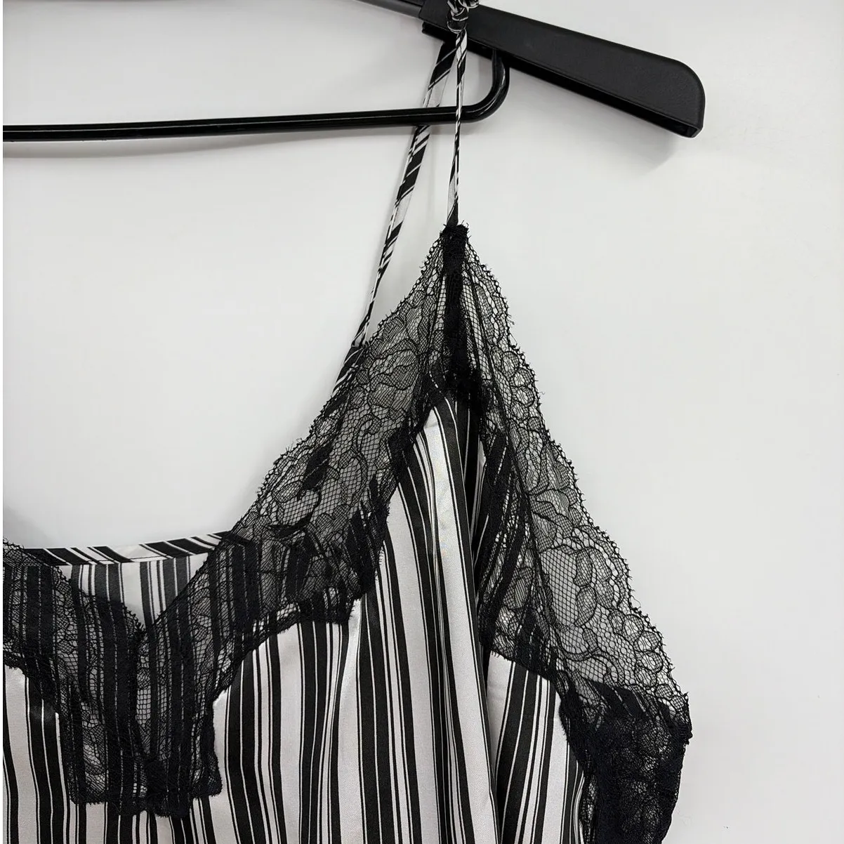 Frederick’s of Hollywood Y2K Lace Trim Cami1X Stripe Lingerie Satin Whimsigoth - Image 4