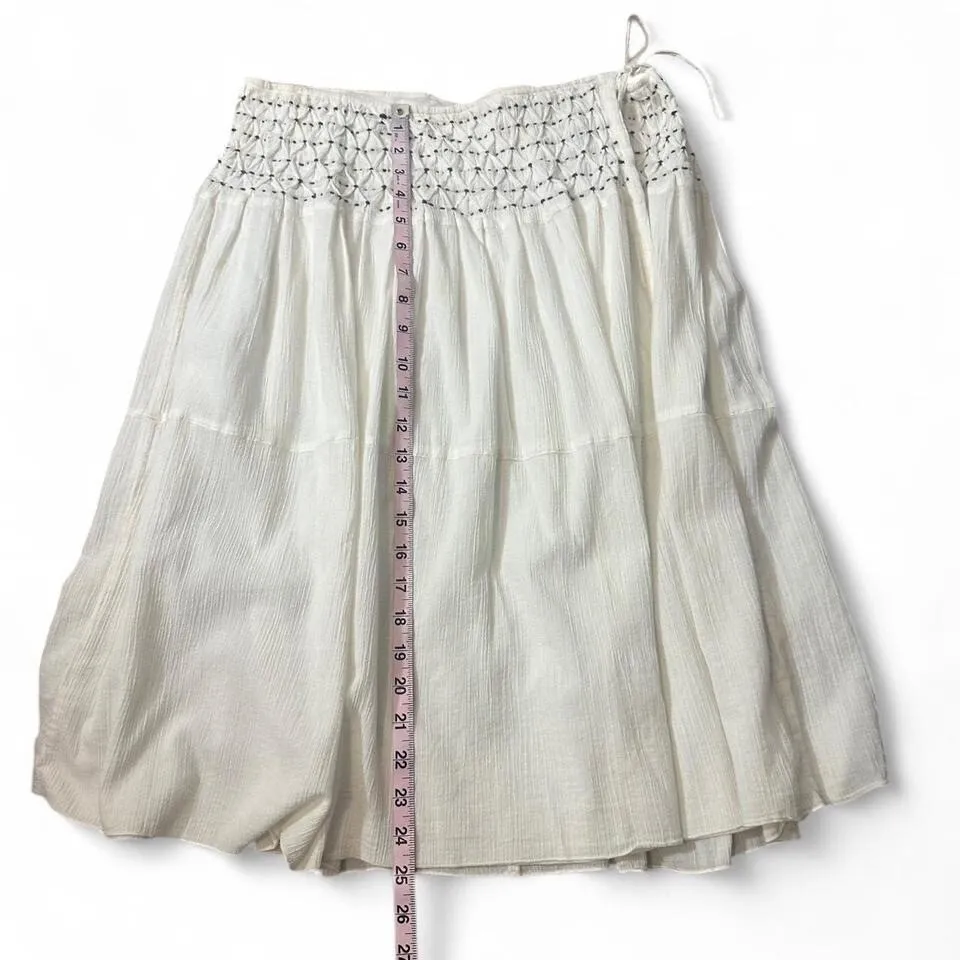 Y2K American Eagle‎ Smocked Wrap Skirt White - Image 8