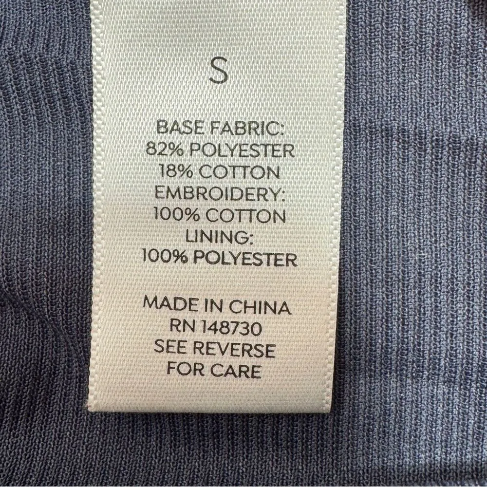 Westport Floral Embroidered Crinkle Smocked Waist Maxi Dress Blue Small - Image 10