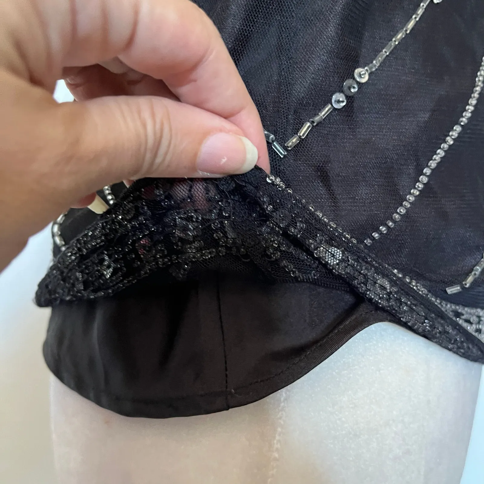 Vtg 90s Scala Beaded Tank Blouse Sz M Y2K Gatsby Art Deco Holiday Sequins Glam - Image 11