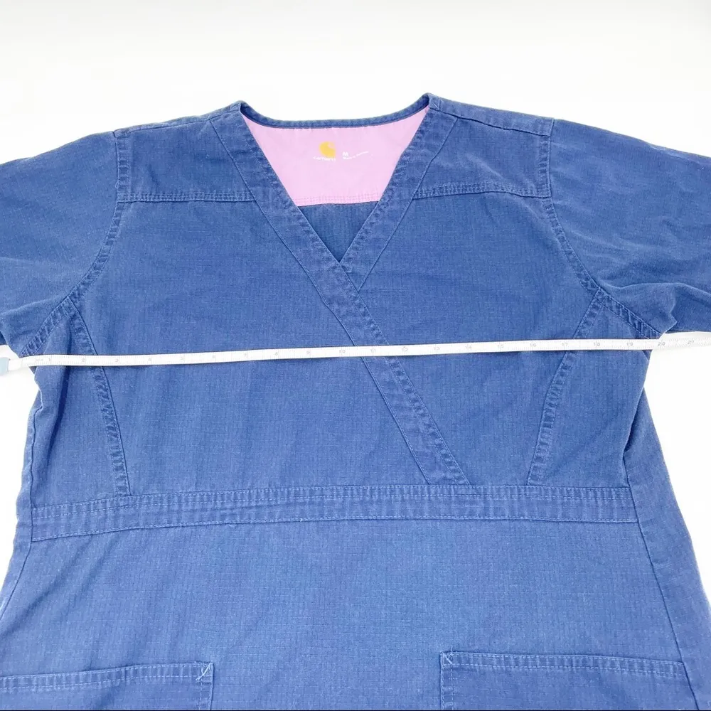 Carhartt Women's Navy Blue Short Sleeve Ripstop V-neck Nursing Scrub Top Medium - Image 6