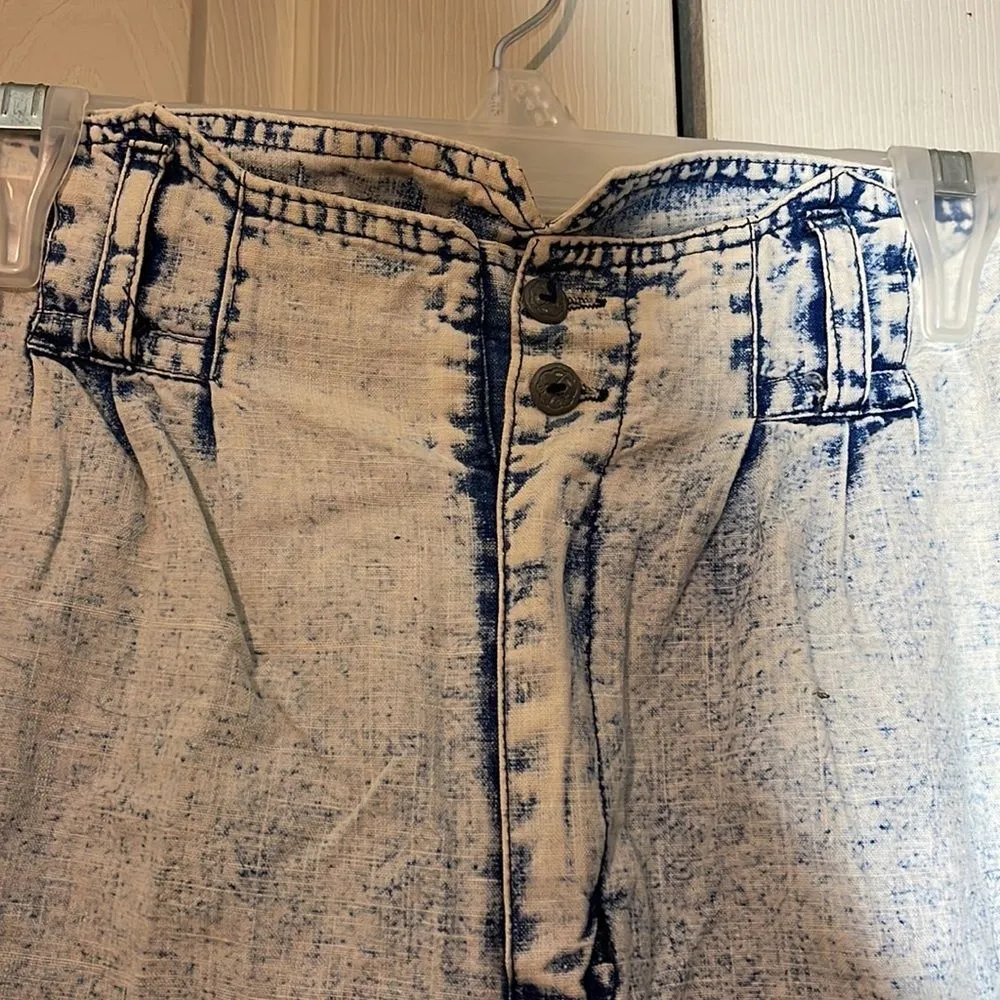 Gitano Vintage 1980s Acid Wash Denim Shorts High Rise Notched Waist 28 Waist - Image 7