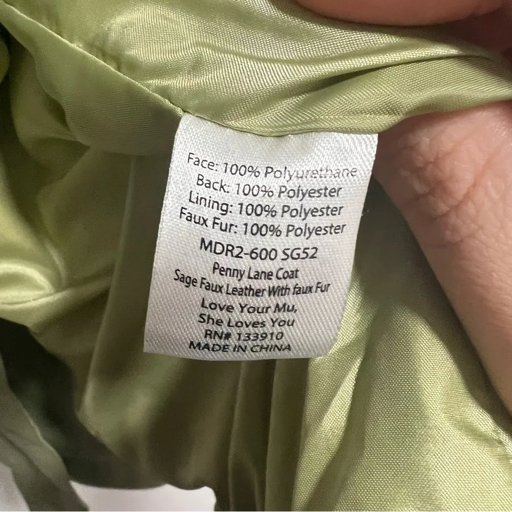NEW NWT Show Me Your Mumu Penny Lane Faux Leather Wrap Jacket Sage Green - Image 12