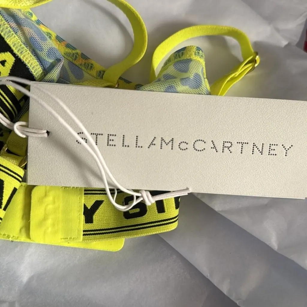 Stella McCartney  Leopard print stretch mesh triangle bra lime Green - Image 5