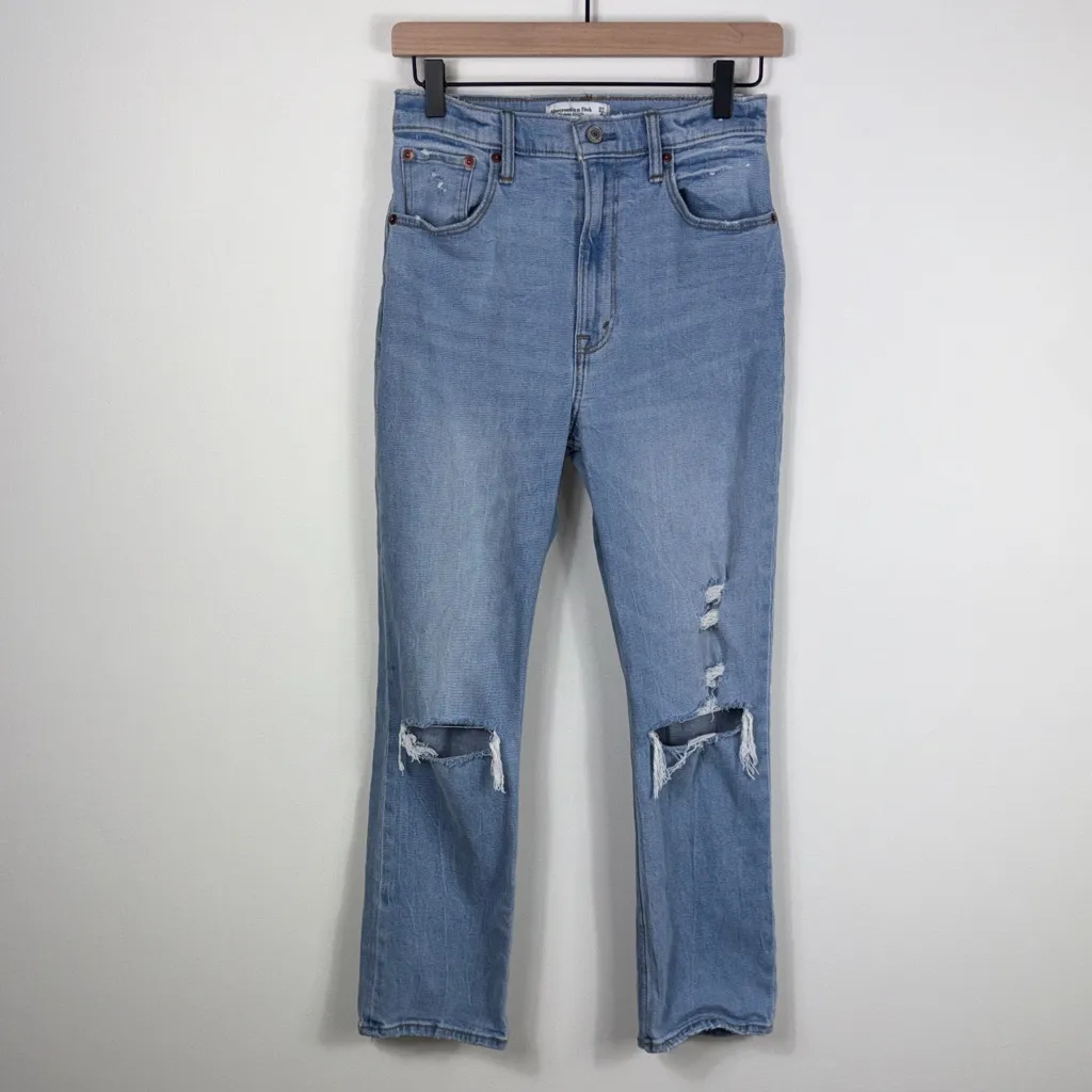 Abercrombie The Ankle Straight Jeans Womens Size 4 or 27 High Rise Blue Denim - Image 2