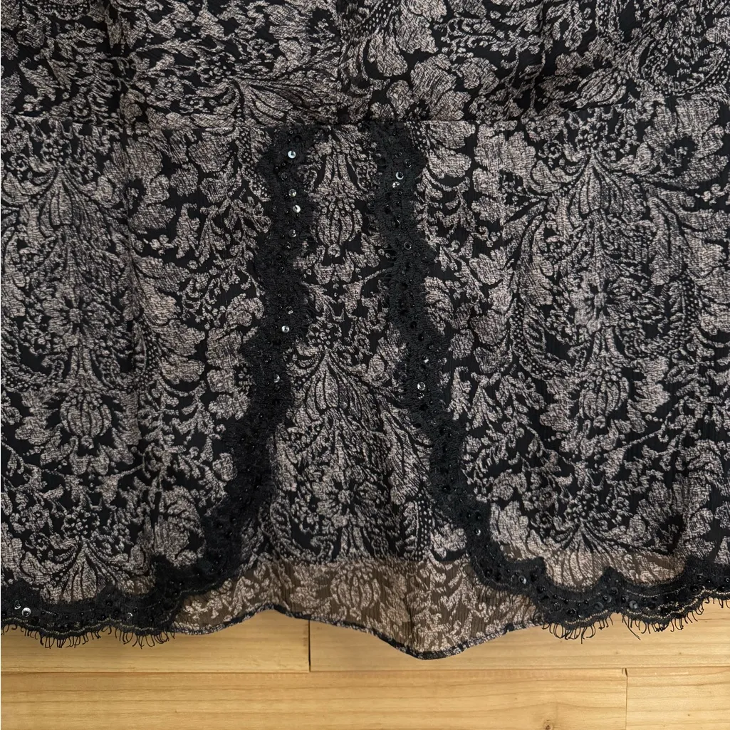 Lane Bryant XL Dark Coquette Filigree Lace Silk Dainty Spaghetti Strap Tank Top Black - Image 5