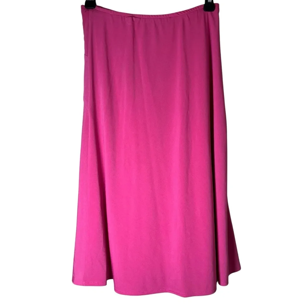 NEW Pull-on Bright Pink Midi Skirt Flowy American Glamour Badgley Mischka Small - Image 3