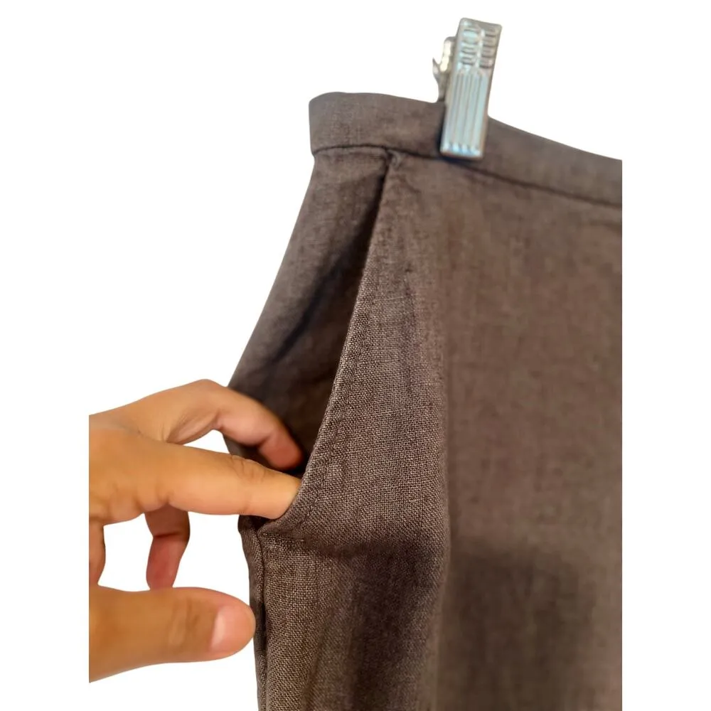 Eileen Fisher Womens Minimalist Linen Trousers Pants M Petite Brown - Image 3