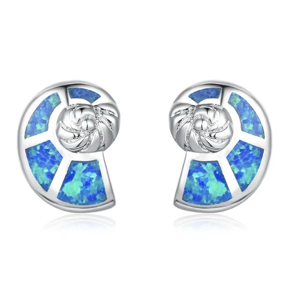 Opal Nautilus Shell Earrings - Image 4