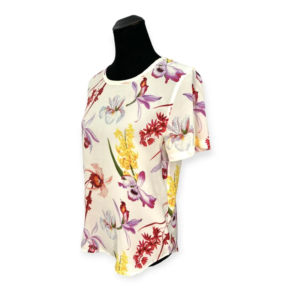 Equipment | Small | Riley Endangered Floral Print 100% Silk Tee T-Shirt - Image 5