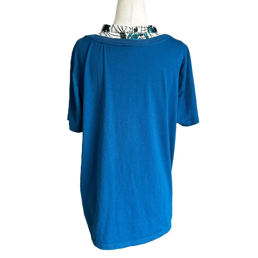 Lane Bryant Blue Short Sleeve Blouse Women Plus Size 14/16 | 34-23 - Image 2