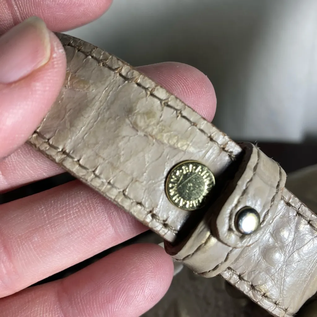 BRAHMIN Crocodile-Embossed Melbourne Asher Beige Handbag - Image 8