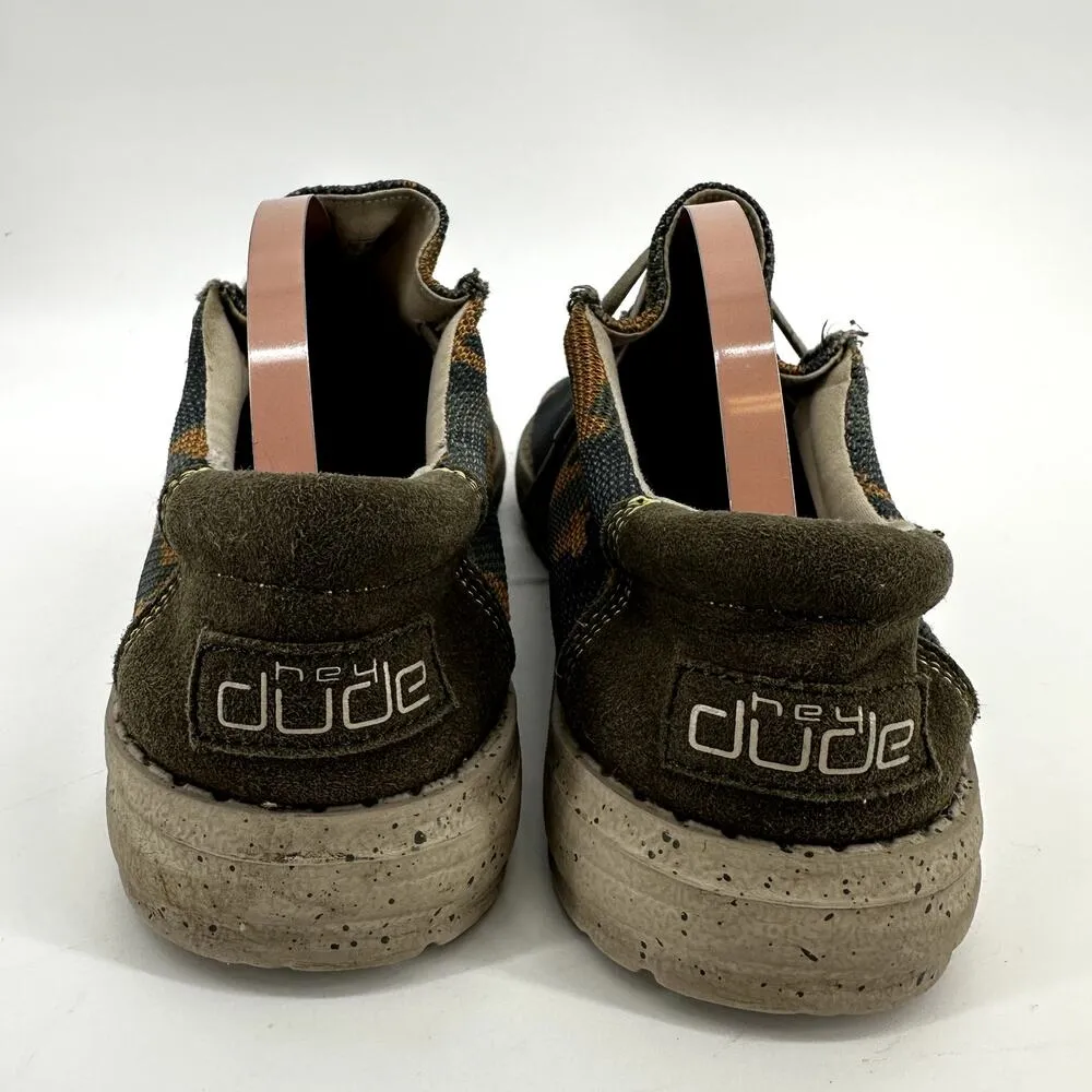 Hey Dude Wally Camouflage Sneakers Lightweight Elastic Laces Green Y4 L5 - Image 6