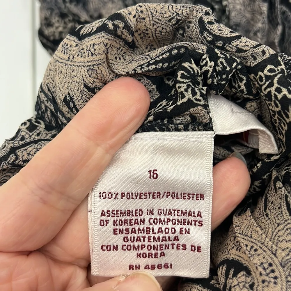 Vintage Worthington Size 16 Black and Beige Pleated Midi Skirt - Image 7