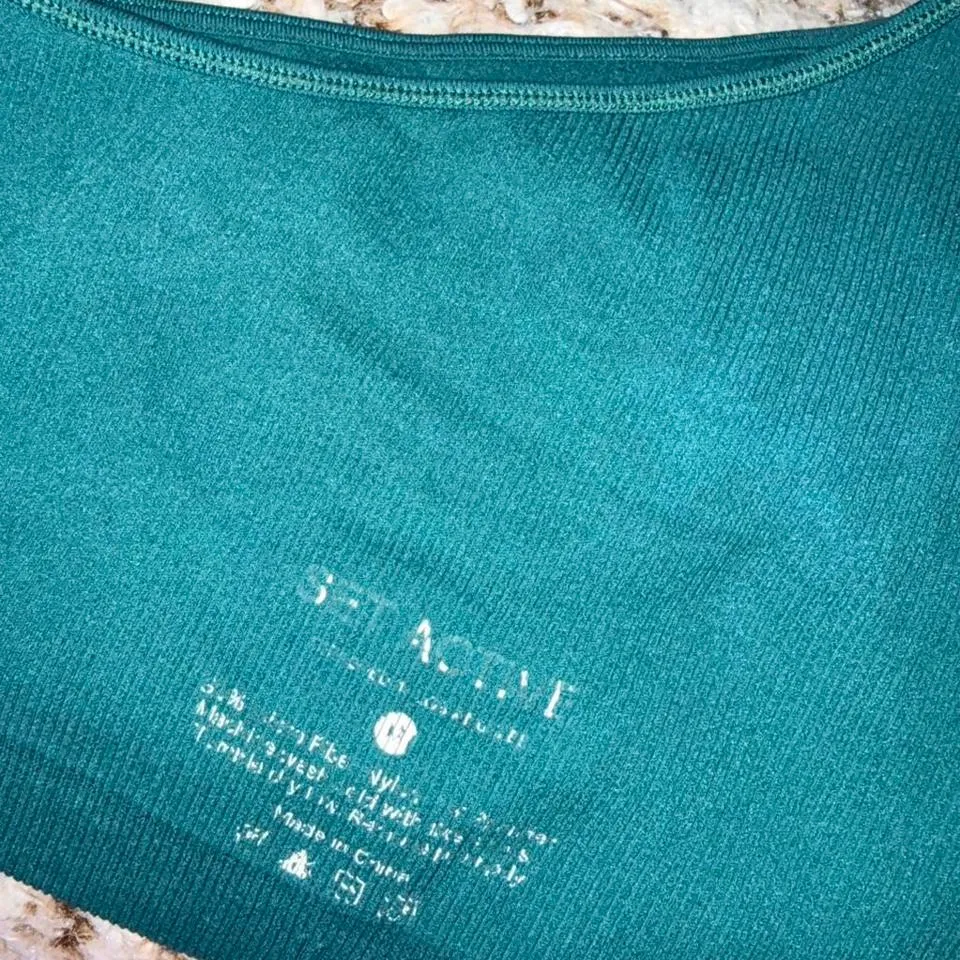 Set Active Ribbed One Shoulder Bra in Mojito Size Medium - Image 3