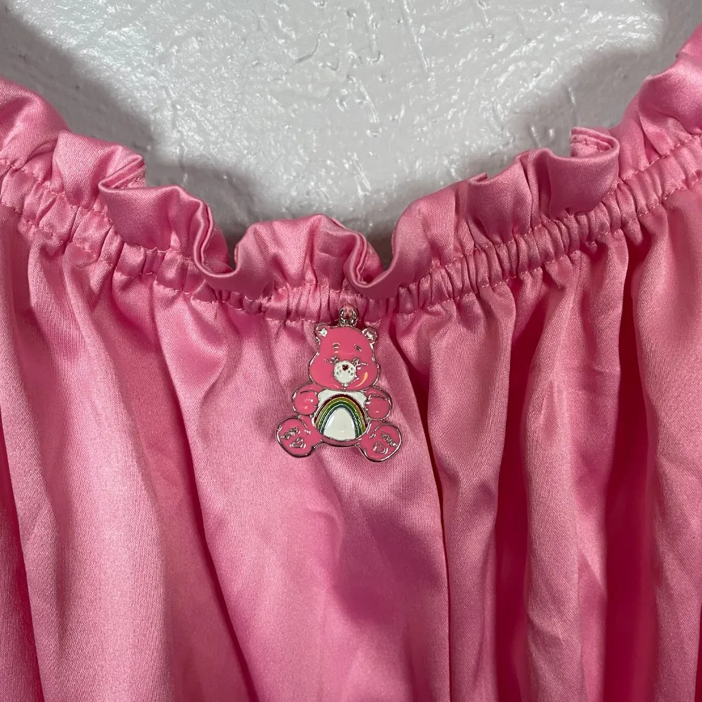 Dolls Kill X Care Bears Women Plus Size 1X Pink Here to Cheer Mini Dress Satin - Image 5