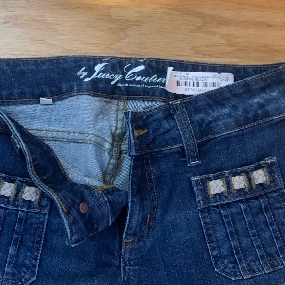 Juicy Couture Pam Gela Super Wide Leg Braided Patch Jeans Black Tulip Women's 28 - Image 6