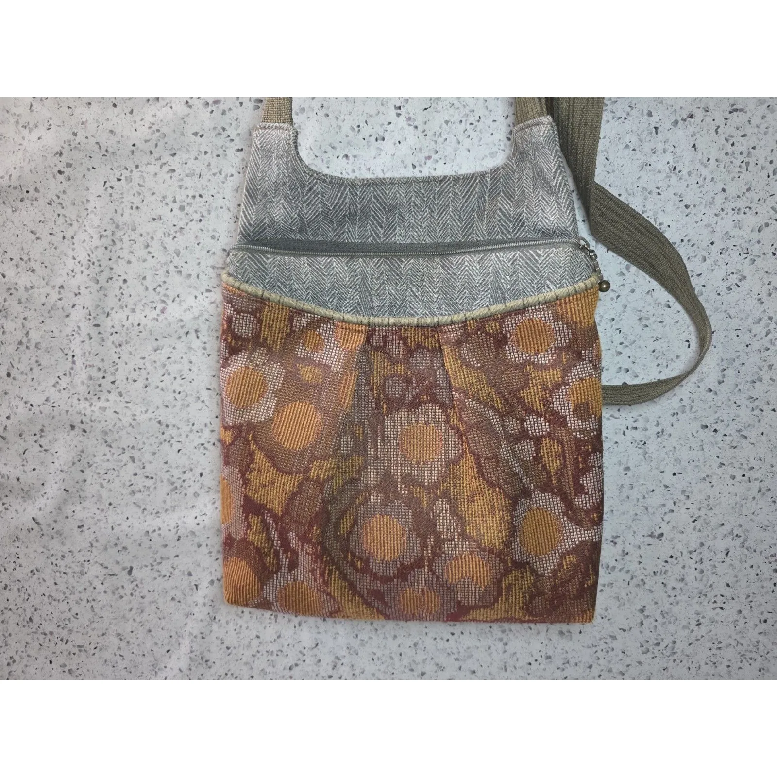 Maruca Orange Tapestry Crossbody Purse Bag Boulder Colorado Floral Flowers 8"x9" - Image 8