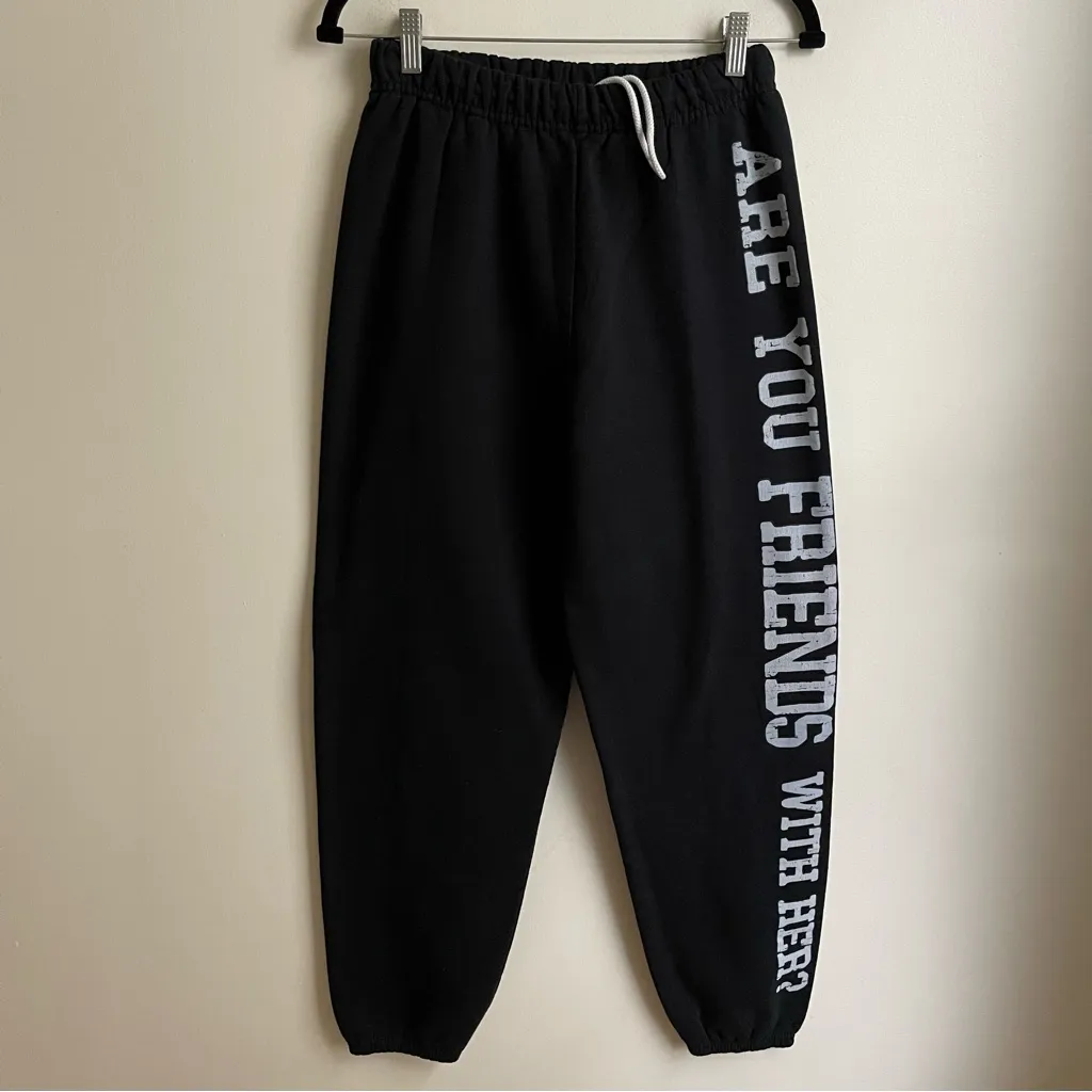 Vintage Y2K Jersey Shore Womens Sweatpants " Are You Friends With Her? " Small - Image 2