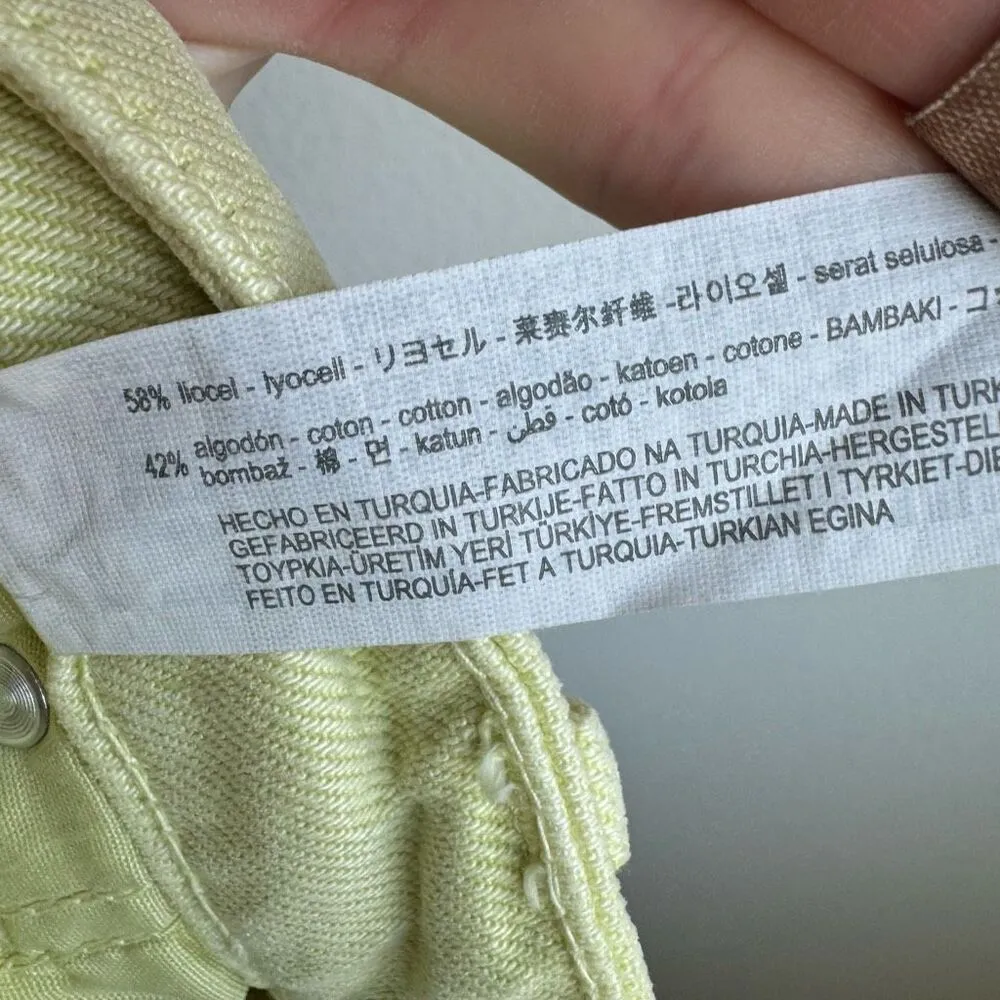 NWT Zara Wide Flare Leg Green Solid Wash Raw Hem Jeans High Rise Size 8 - Image 5