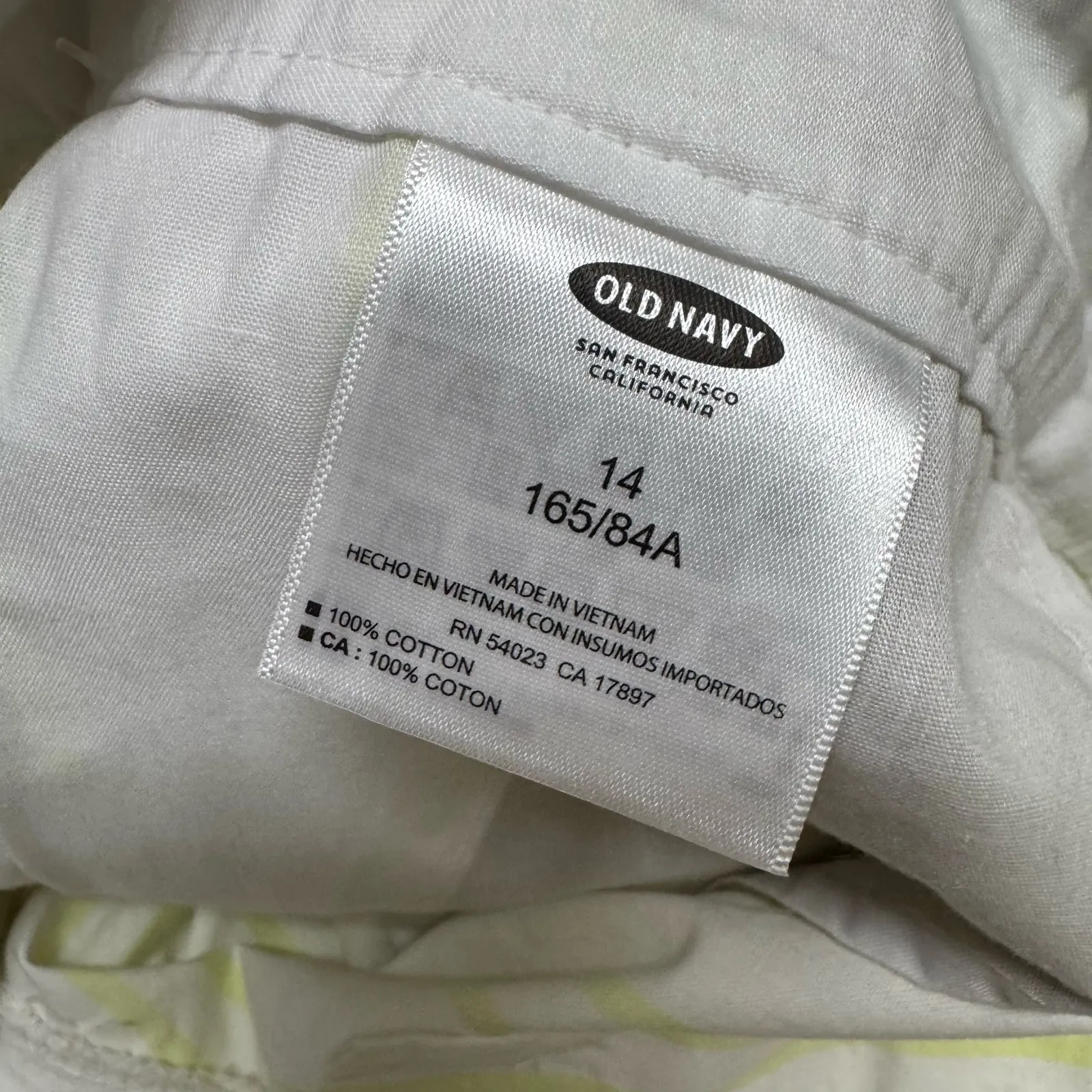 Old Navy Womens Shorts Sz 14 White Yellow‎ Neon Stripes 5" NEW NWT Cotton - Image 5