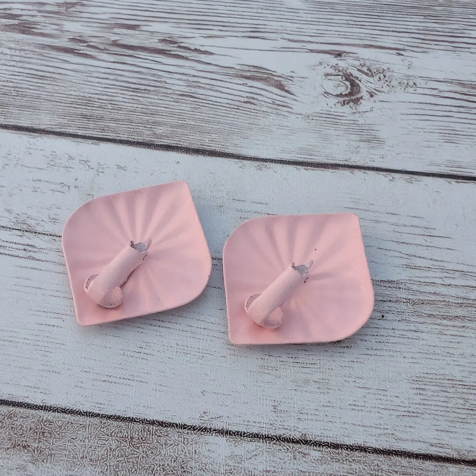 Vintage Clip On Earrings Extra Large Retro Baby Pink Statement Earrings 1.5" - Image 6