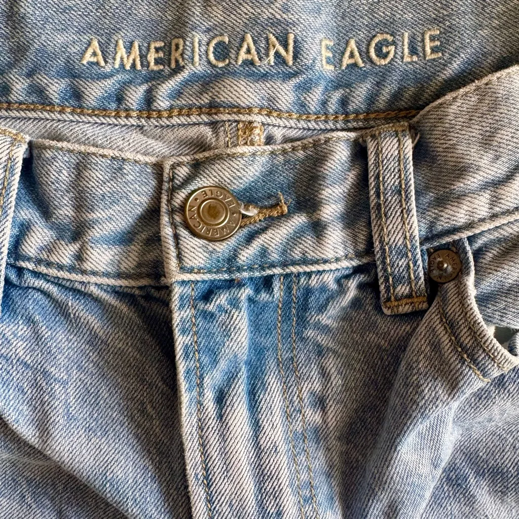 American Eagle Mom Jean Distressed High Rise Ripped Straight Leg Jeans Size 0 - Image 8
