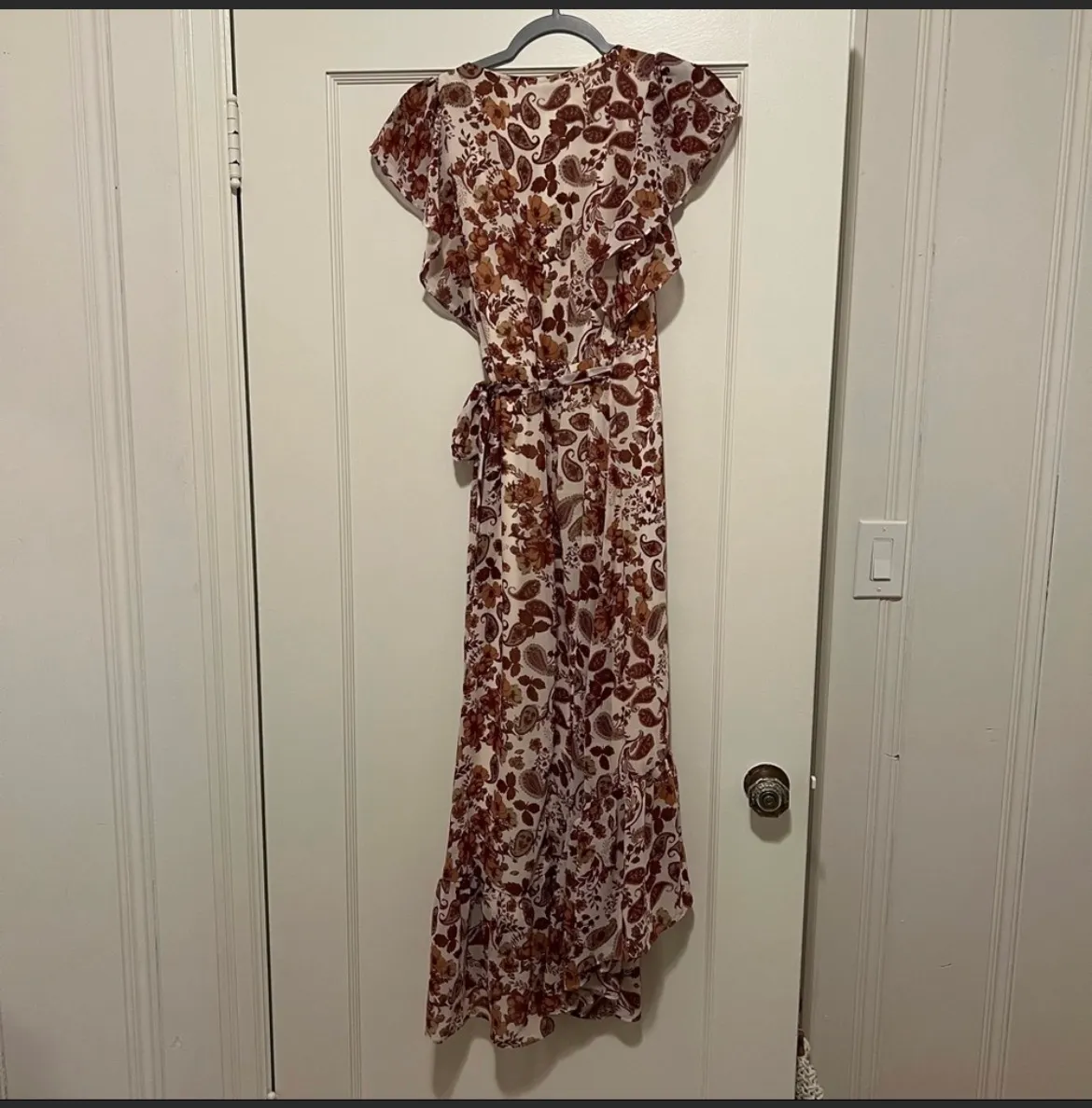 VTG Vanilla Vintage Cottagecore Floral Ruffle Maxi Dress with Waist Tie NWT - Image 2