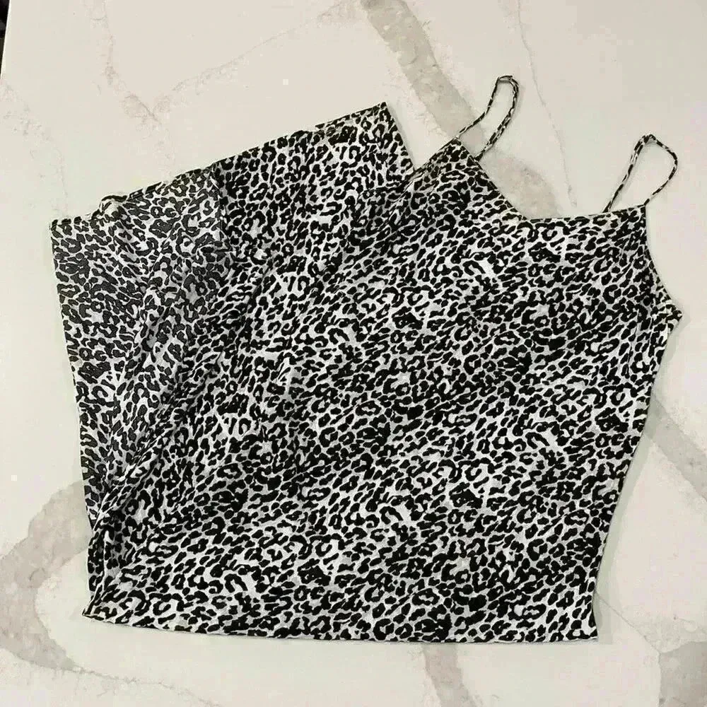 Pistola Mari Leopard Print V Neck Side Split Midi Slip Dress Women’s Size Medium - Image 2