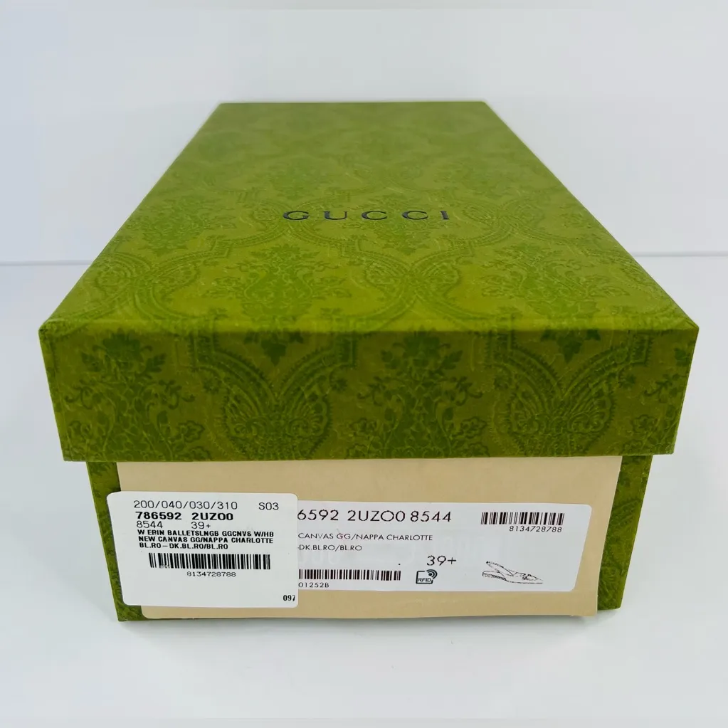 Gucci Horsebit GG Supreme Pink Canvas Slingback Charlotte Ballet Flats EU 39.5 - Image 3