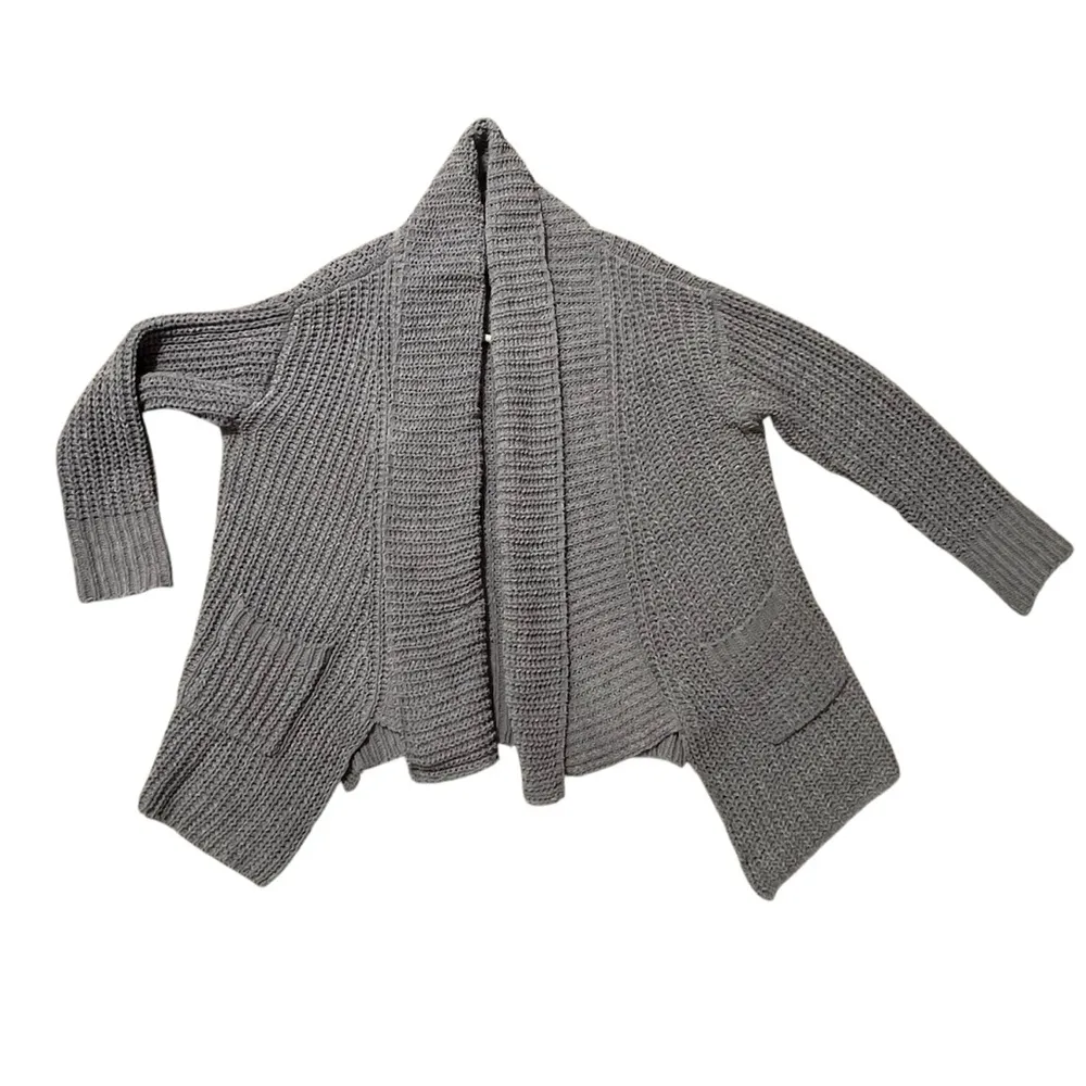 POL Chunky Chenille Knit Cardigan Grey Sz LARGE Oversized Crochet Cabincore Cozy - Image 6