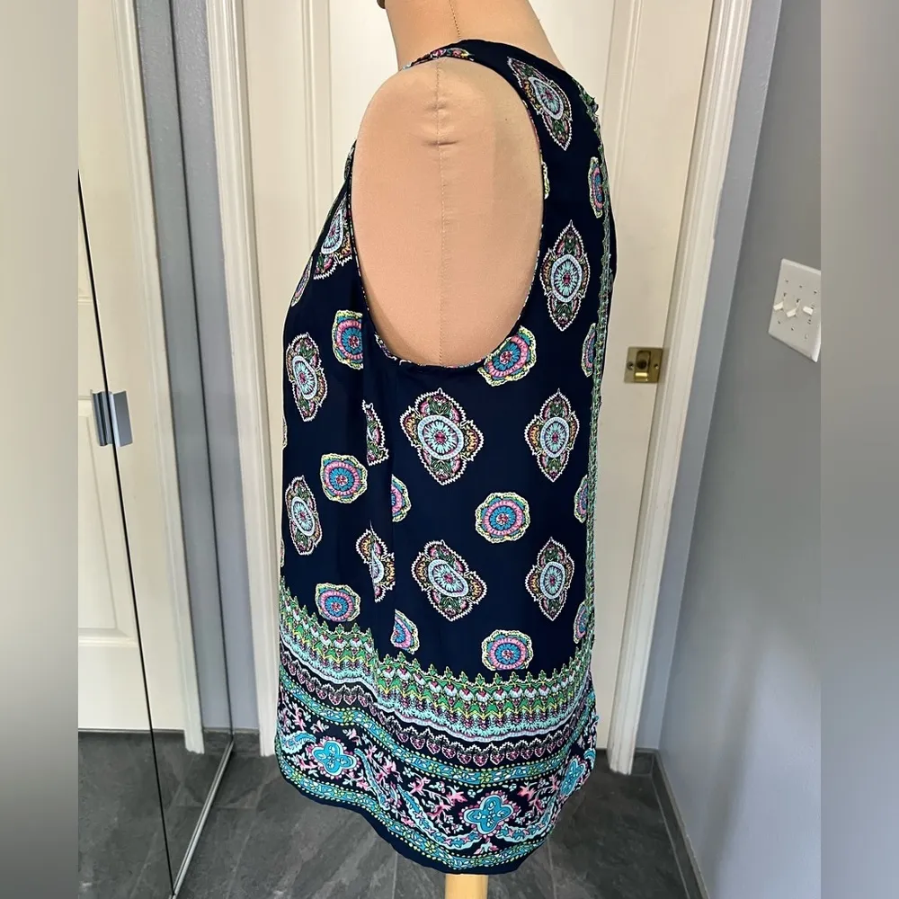 Cynthia Rowley Back Button Medallion Print Sleeveless Multi‎ Color Blouse - Image 6
