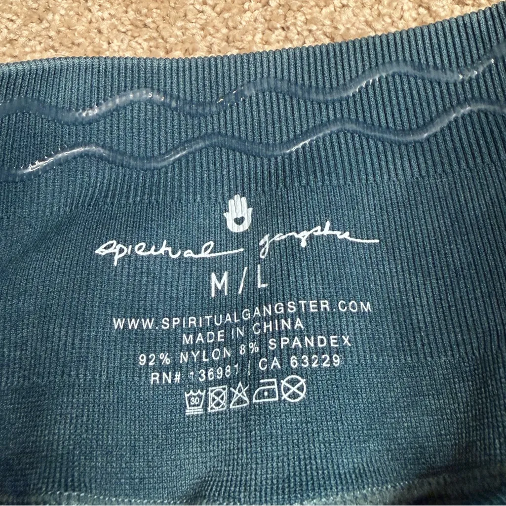 Spiritual Gangster Lettuce Edge Ribbed Leggings Size M/L - Image 3